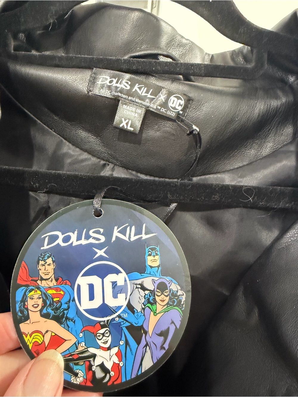 Dolls kill Batman Gradient Leather Trench Coat - Black & Blue - Picture 2 of 3